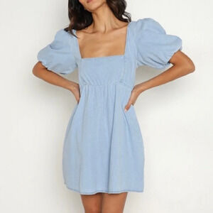 Show Me Your Mumu Smitten Babydoll Dress in Sky Blue